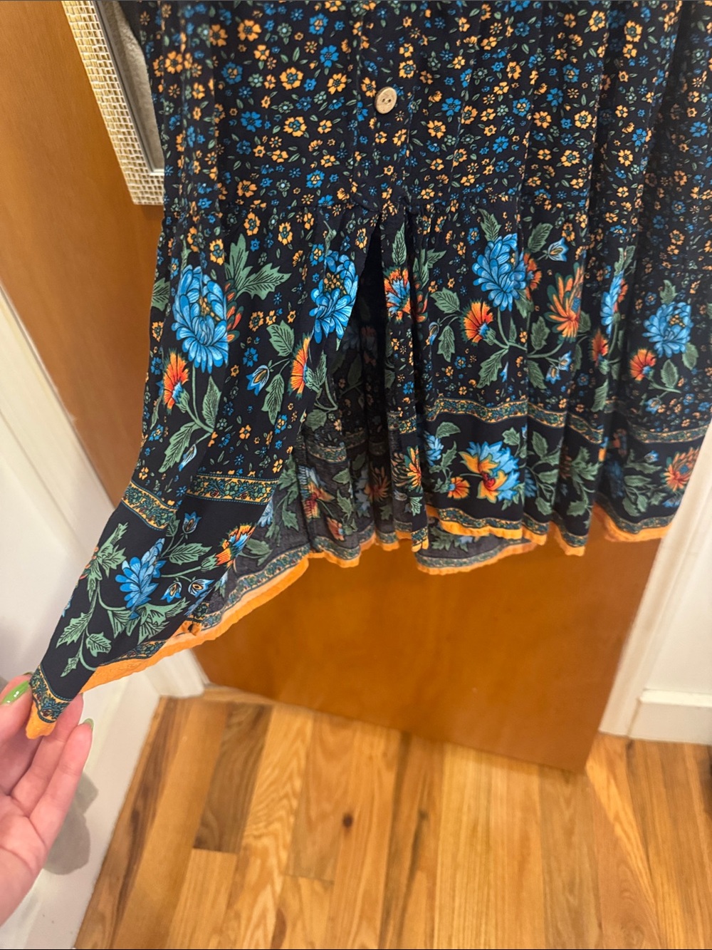 Temofon Size S Black and Blue Floral Sleeveless Maxi Dress - Picture 2 of 5